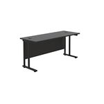 Office Hippo Heavy Duty Rectangular Cantilever Office Desk, Home Office Desk, Office Table, Integrated Cable Ports, PC Desk For Office or Home, 5 Yr Wty - Black Frame/Black Top, 180cm x 60cm