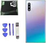 Back Glass Replacement for Samsung Galaxy Note 10 Plus All Carriers Housing Door Cover with Pre-Installed Camera Lens, All The Adhesive and Repair Tool Kits(Aura Glow Silver)