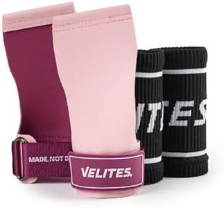 Velites - Official Crossfit® Games Quad Ultra Grips - Size L Color Pink - No Chalk and Smooth Bars - Wristbands and Carry Bag Included - Pull-ups, Muscle-ups and Toes to bar