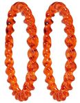 NMII Twisted Design Spiral Crystal Glass Kada Set For Women & Girls | Bangles For Women Glass Bangles Kangan | Glass Bangles| Daily use, Office, Party | Kanch Bangles-(GK37-Baldar-Orange-2.4)