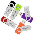 USB Flash Drive 8GB 5PCS, Bosexy Thumb Drive Swivel USB 2.0 Memory Stick Mixed Colors