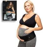 BABYGO® 2 in 1 Pregnancy Belly Band Support for Bump | Pelvic Maternity Belt for Pregnant Women | Helps with Back, Hip Pain | 50 Page Book with Exercises Included | Black One Size