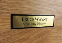 Gugan's Customized Self Adhesive Acrylic Name Plate | Black Acrylic and Gold Engraving Sheet with Vinyl Lettering | Custom Name Plate For Home, Office & Outdoor Entrance 12 x 4 Inches (Gold)