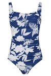 Aidotop Womens One Piece Swimsuit Tummy Control Swimwear with Retro Ruched Monokini Bathing Suits（17Navy Blue Floral,L）