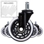 MotionGrey - Rollerblade Office Chair Wheels Replacement for Hardwood Floors, Chair Casters Replacement, Heavy Duty Desk Chair Wheels for Replacing Chair Mat, Rollerblade Casters (1)