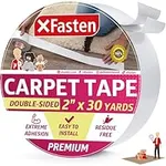 XFasten Double Sided Carpet Tape for Area Rugs 2 Inch x 30 Yards Residue-Free Carpet Tape Double Sided Rug Tape for Laminate Floors, Rug Tape Gripper for Carpet, Tape for Hardwood Floors