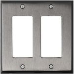 Switch Hits Satin Nickel Outlet Wall Plate | 2 GFI Rocker | 4.5" x 4.5" | Hand-Polished Brass Construction | Electrical Switch Plate Cover for All Configurations