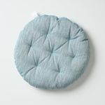 KITES CREATIONS Chambray SLUB / 40X40 CM/Set of 4/7 PLOTS - Round Chair pad or seat pad with Quilted Microfiber Seating, Yoga, Office & Home use Seating - Teal Green