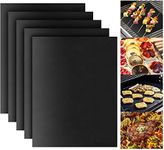 LINGLAN Grill Mat Set of 5- Non-Stick BBQ Outdoor Grill & Baking Mats - Reusable and Easy to Clean - Works on Gas, Charcoal, Electric Grill and More - 15.75 x 13 Inch