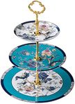 ACMLIFE Porcelain Cake Stand Ceramic Cupcake Stand with Blue Dessert Platters 3 Tiers, Snacks Desserts Cookies Display Tower Tray Ideal for Afternoon Tea Party, Wedding and Gift (Blue 3 Tiers)