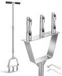 Fologtoo Manual Core Lawn Aerator Tool, Stainless Steel Lawn Aerator Tool with 3 Hollow Tines, Semi-Assembled Aeration Tool for Lawn, Yard Plug Aerators, Lawn Care Coring Soil Aerator, Aerateur Gazon