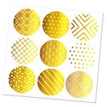 PG Creations 75 Pieces Foil Envelope Seal Stickers, Medium Size Labels, 1.5 Inch Round, Transparent Vinyl, Golden