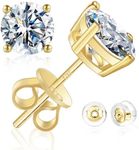 Kosuwo Moissanite Stud Earrings 2.0CT D Color,GRA 925 Sterling Silver Earrings for Men 18K White Gold Plating Earrings for Women,wedding earrings (Moissanite-2Ct(1ct*2) 14K Gold)