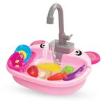 Amazon Brand - Jam & Honey Barbie Washup Kitchen Set for Girls | Pretend Play Sink Toy with Utensils & Water Pump