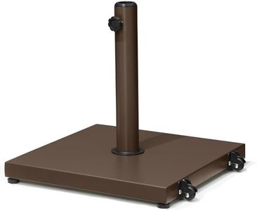 VredHom Patio Umbrella Base 40lbs Outdoor Umbrella Stand with Wheels, Heavy Duty Square Concrete Stand Market Umbrella, Brown