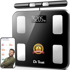 Dr Trust USA 532 8 Sense Electrode Rechargeable Digital Smart Scale Weight Machine with BMI & Body Fat Analyzer Body Composition Scale, 29 Essential Body Parameters Bluetooth Sync with IOS/Android App