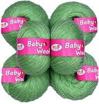 M.G ENTERPRISE Vardhman Knitting Yarn Acrylic Baby Wool 4 ply Wool Ball Hand Knitting Wool/Art Craft Soft Fingering Crochet Hook Thread Dyed Yarn (Apple Green, 6 PC)