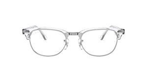 Ray-Ban RX5154 Clubmaster Square Prescription Eyeglass Frames, White Transparent/Demo Lens, 49 mm