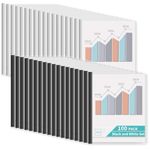 Binditek 100 Pack Clear Report Covers with Sliding Bars, 9mm Sliding Bar File Folder, 50 Sheet Capacity, Black and White Binding Bars, Letter Size, for Students and Coworkers