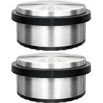 Stainless Steel Door Stops by Smith’s® | 10.3CM (D) x 4.8CM (H) / 2 Pack | Round Heavy-Duty Metal, Chrome, Satin, Silver Door Stoppers | Ultimate Door, Wall, Floor, Skirting Board Protection