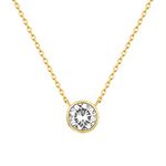 PAVOI 14K Yellow Gold Plated 1.00 ct (D Color, VVS Clarity) CZ Simulated Diamond Bezel-Set Solitaire Choker Necklace | Sterling Silver Necklace for Women