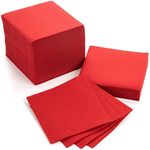 AH AMERICAN HOMESTEAD Paper Cocktail Napkins - Linen-Like Disposable Beverage Bar Napkins 4.75" x 4.75" - Bulk Square Napkins - Ideal for Party or Wedding (Red -100 Count)