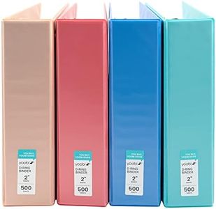 Yoobi 2 Inch Binder Set – 3-Ring Binders with 2 Pockets – Perfect for School or Office – Holds up to 500 Sheets – 4 Pack – Solid Multicolor Variety