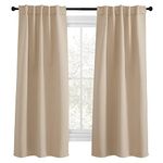 NICETOWN Kitchen Window Blackout Curtains - Back Tab/Rod Pocket Design Thermal Insulated Blackout Drapes (42 by 45 Inches, Biscotti Beige, 2 Pcs)