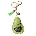 Popfizzy Bling Keychain Accessories for Women, Rhinestone Keychain, Car Keys Keychain Gift, Cute Purse Charms for Handbags, Happy Avocado (Gold), Large