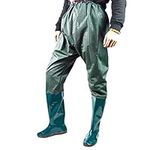 HWBZSZY Super Tall 110cm Waders, Men's Women's Waterproof Waders Nylon/PVC Breathable Fishing Pants with Boots 35-45 Light Rain Boots Fisherman Pond Pants Waders,Green,45 EU