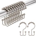 Amazer Shower Curtain Hooks Rings, Stainless Steel Shower Curtain Rings Metal Double Glide Shower Hooks for Bathroom Shower Rods Curtains, Matte Nickel, Set of 12 Hooks