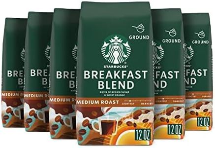 Starbucks Ground Coffee, Medium Roast Coffee, Breakfast Blend, 100% Arabica, 6 bags (12 oz. each)