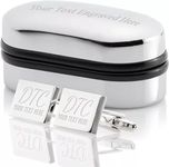 Personalised Silver Rectangular Cufflinks In Chrome Case - Engraved With Your Custom Text