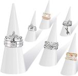 Jetec Clear Acrylic Crystal Ring Holder Acrylic Ring Display Jewelry Holder Wedding Ring Display Cone Support Single Finger Rings Showcase Stand for Jewelry(White, 6 Pieces)