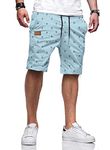 JMIERR Mens Shorts Cotton Drawstring Workout Shorts Summer Stretch Coconut Tree Hawaiian Shorts Men Twill Chino Beach Shorts for Men with Elastic Waist and Pockets CA 40(2XL) H Coconut Tree Blue1