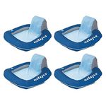 Kelsyus Floating Swimming Pool Lounger Inflatable Chair with Built-in Cup Holder, Blue (4 Pack)