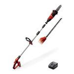 Einhell Power X-Change 18V Cordless Multifunctional Garden Tool With Battery and Charger - 2-in-1 Long Reach Hedge Trimmer And Chainsaw / Pruning Saw - GE-HC 18 Li T Pole Hedge Trimmer