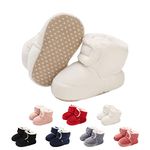 outfit spring Baby Winter Warm Fleece Bootie, Newborn Non-Slip Soft Sole Winter Shoes Sock Shoes Cute Adjustable Crawling Shoes Prewalker Boots for Girls Boys Toddler 0-18 Months White 6-12 Months