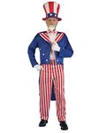 Bristol Novelty AC637 Uncle Sam Costume 4th of July/Patriotic Adult Fancy Dress, Men, Striped, Multicolor, One Size