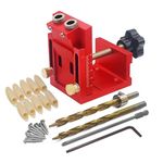 Mefape Pocket Hole Jig Kit, Portable Drill Guide Drill Jig for 15° Angled Holes, Aluminum Alloy Pocket Screw Jig, DIY Woodworking Tools and Accessories, Pocket Hole Clamp with 9mm Drill Bit and Scale