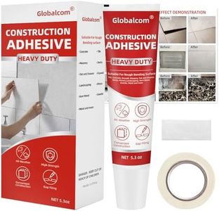 Globalcom Heavy Duty Construction Adhesive, Tile and Stone Marble Granite Wood Floor Adhesive, Gap Filling and Waterproof - 5.3 oz White