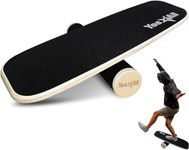 Yes4All Balance Board Trainer Wooden with Adjustable Stoppers, Balance Roller Boards - 3 Different Distance Options 11, 16 and 22 inches, Hockey Balance Board for Surfing Training (Black)