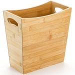 TOPZEA Bamboo Waste Basket, Rectangular Narrow Trash Can with Handle Wastebasket Waste Bin Garbage Can for Bathroom, Bedroom, Office and Home, 10.5" x 5.7" x 10.25"