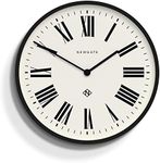 NEWGATE® Number Three Italian Wall Clock - Round Clock - Kitchen Clock - Clocks for Living Room - Office Clock - Contemporary Case - Roman Numeral Dial - (Black)