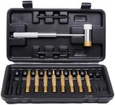 ALBO 15-Piece Pin Punch Set with Hammer, Brass and Plastic Drivers, Roll Pin Tools for Gunsmithing, Firearm and Small Machinery Repair, Knurled Handles, Hard Storage Case