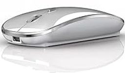 QYFP Bluetooth Mouse Wireless for Laptop/Desktop/PC, Rechargeable Mouse Compatible with iPadOS/MacBook Pro/Air/Android/iOS Tablet/Mac/Computer (Silver)