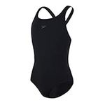 Speedo Girl's ECO Endurance+ Medallist Swimsuit, Comfortable, Stylish Design, Extra Flexibility, Black, 13-14 Years