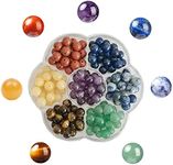 GangGangHao 140pcs 7 Chakra Natural Stone Round Beads Crystals Energy Healing Genuine Real Stone DIY Charm Smooth Beading for Bracelet Necklace Earrings Jewelry Making(8mm,7 Chakra Color)