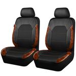 CAR PASS Wood Grain Leather Two Front Seat Covers, Durable Breath Premium Universal 2 Seats only fits for 95% SUVs,Trucks,Vans,Sedans, Airbag Compatible, Premium (Black Faux Leather with Brown Vinyl)