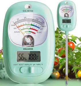 HSLGOVE Soil Test Kit, 7-in-One Soil Moisture Meter/Soil PH Meter/Fertility, Dual Screen Soil Tester w/Digital Soil Temp/Air Temp&Humidity for Plants Gardening,Lawn,Farm Indoor&Outdoor-MintGreen